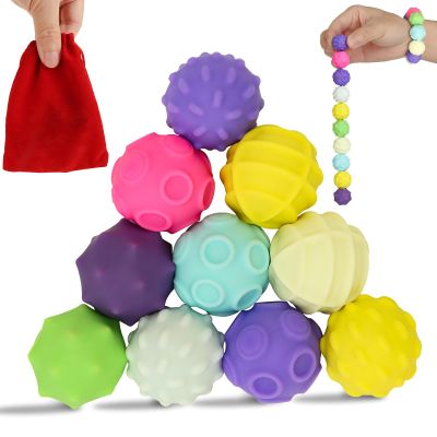 10Pcs Rainbow Texture Sensory Fidget Toy Multi-Color Educational Science Kit Anxiety Relief 24mm DIY Mutual Attraction Desk Balls Kids Adults Stocking Stuffers Gift for Party Favors Gift