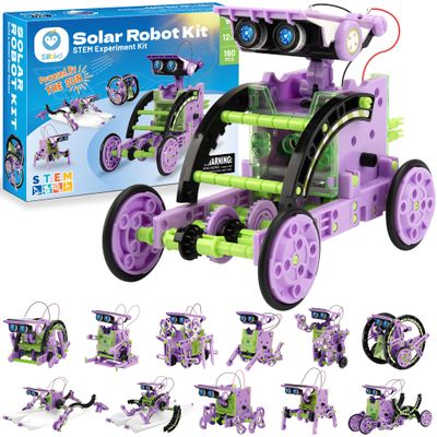Sillbird Solar Building Robot Kit STEM Gift for Boys Aged 8-14, 12-in-1 DIY Science Educational Toys for Kids Birthday, Solar Powered Robotic Set with 190 Pieces