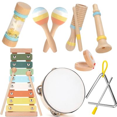 Baby Musical Instruments for Toddlers 1-3, 12PCS Montessori Musical Toy Set with Xylophone, Drum, Maracas...Perfect Toy Gift for 1-3 Year Old Boy Girl
