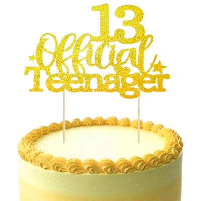 13 Official Teenager Cake Topper Gold Cake Decoration Glitter Birthday Cake Decor for Boys Girls 13th Birthday Party Supplies