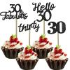 12 Pcs Happy 30th Birthday Cupcake Toppers Glitter Thirty Cupcake Picks Black 30 Fabulous Cake Decorations for Men Women 30th Birthday Party Supplies view 1