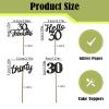 12 Pcs Happy 30th Birthday Cupcake Toppers Glitter Thirty Cupcake Picks Black 30 Fabulous Cake Decorations for Men Women 30th Birthday Party Supplies view 2