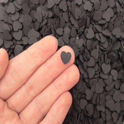 Black Assorted Heart Polymer Clay Sprinkles, Large Size Miniature Fake Hearts for Nail Art and Crafts - Non Edible (container)