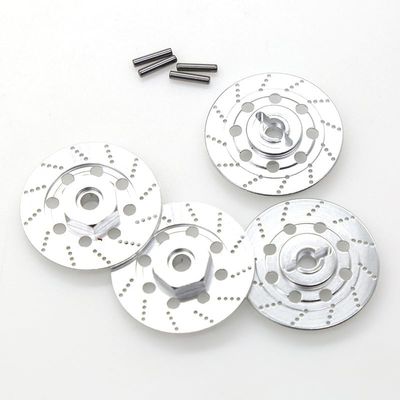 4pcs Metal Brake Disc Wheel Hex Hub Adapter 12mm for Tamiya TT01 TT02 HPI HSP 94123 Sakura D4 1/10 RC On Road Racing Car(Silver)