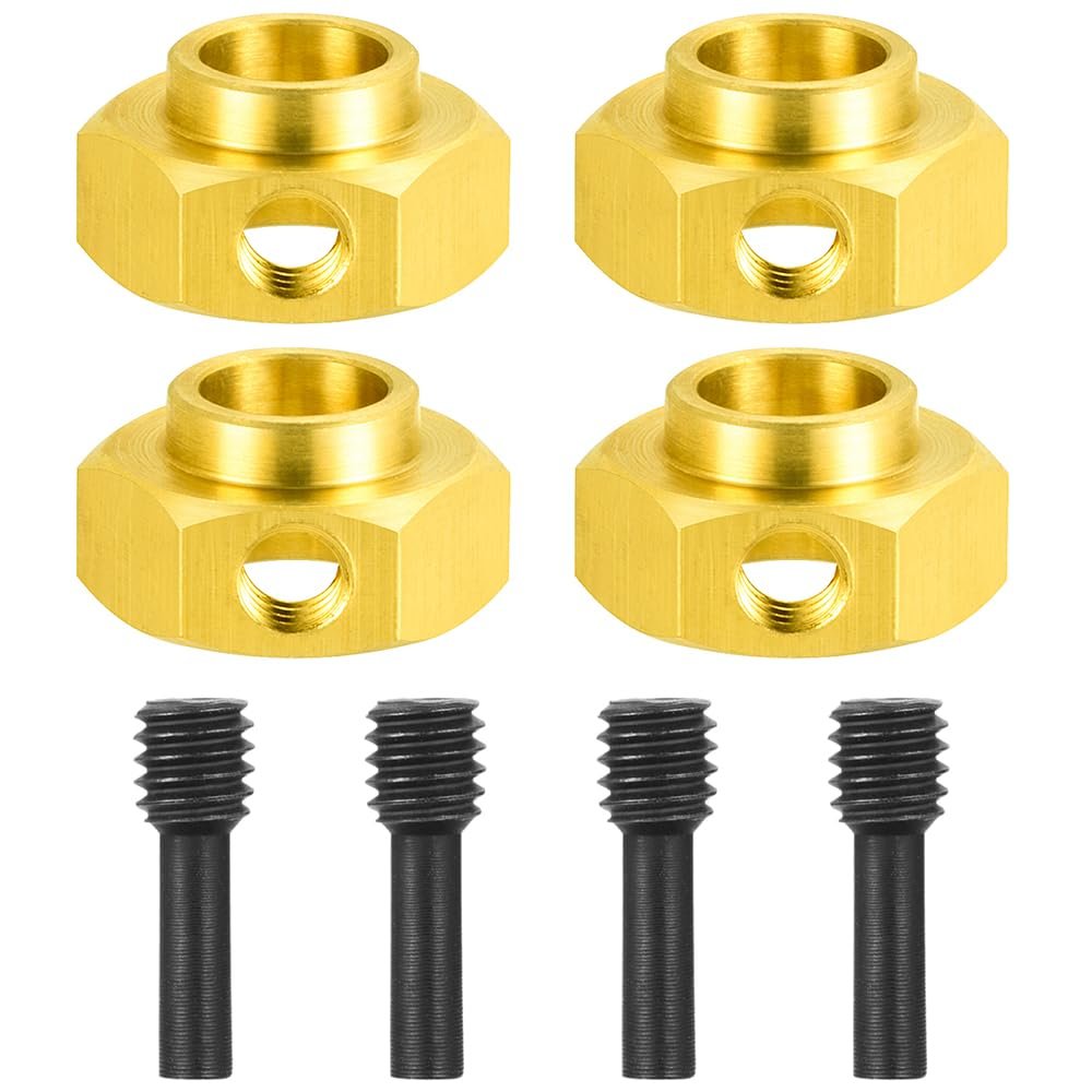 4PCS 12mm Wheel Hubs Hex Pins Adapter-Heavy Duty Brass(5-20mm) for TRX4 TRX6 RC Crawler Heavy Duty Wheel Spacers & Extensions (6mm)