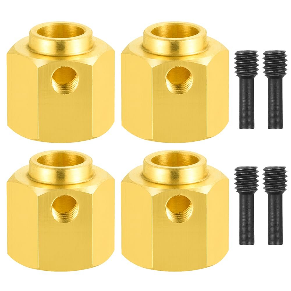 4PCS 12mm Wheel Hubs Hex Pins Adapter-Heavy Duty Brass(5-20mm) for TRX4 TRX6 RC Crawler Heavy Duty Wheel Spacers & Extensions (12mm)