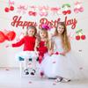 3Pcs Pink Cherry Happy Birthday Banners Cherry Theme Banner Bow Birthday Party Banner Sign for Summer fruit Baby Shower Partys Supplies view 4