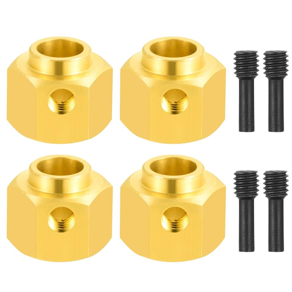 4PCS 12mm Wheel Hubs Hex Pins Adapter-Heavy Duty Brass(5-20mm) for TRX4 TRX6 RC Crawler Heavy Duty Wheel Spacers & Extensions (10mm)