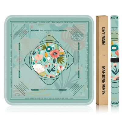Deyimmei Neoprene Mahjong Mat for Table 31.5"x31.5" - Non-Slip, Noise Reduction Cover with Storage Pockets, American Rules & Crease-Free Rolled Shipping (Tropical Bloom)