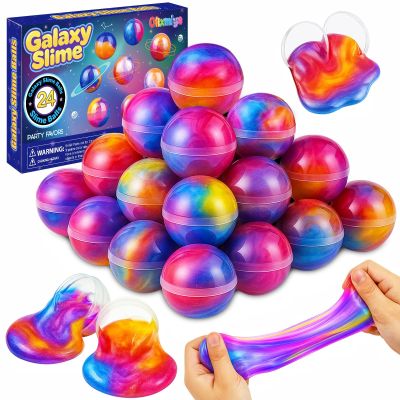 24 Pack Valentines Day Gifts for Kids, Galaxy Slime Balls Soft DIY Toys for Valentine Party Favors Valentines, Valentine's for Class Party Favors Classroom Valentines Gifts Prize