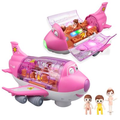 victob Toy Airplane for Kids - Toddler Toys Bump and Go Action Air Plane with LED Flashing Lights & Sounds, Birthday Gifts for Boys Girls Ages 3-8 Year Olds (Pink)