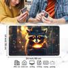 Yuxcfhjfe for MTG/TCG Playmat with Zones, 24 x 14 inches Trading Card Playmat with A Storage Bag and 6 Dice, Non-Lip Rubber Bottom Game Desk Mat, Raccoon with Fire Bowl view 2