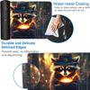 Yuxcfhjfe for MTG/TCG Playmat with Zones, 24 x 14 inches Trading Card Playmat with A Storage Bag and 6 Dice, Non-Lip Rubber Bottom Game Desk Mat, Raccoon with Fire Bowl view 3