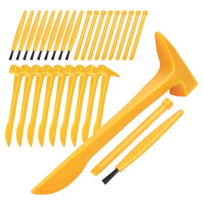SEWACC Archaeology Dig Tools Kids Excavation Tool Kit with Mini Hammer Chisel and Brush Educational Dino Digging Set for Pretend Play