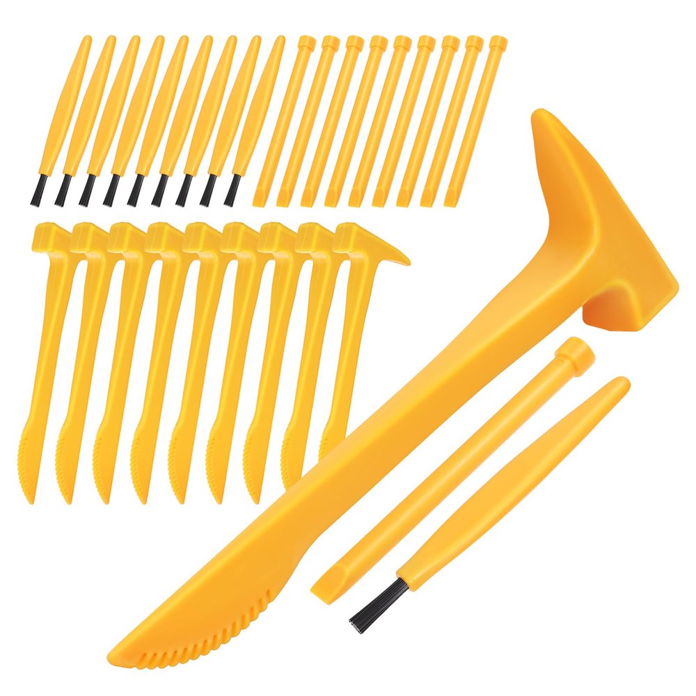 SEWACC Archaeology Dig Tools Kids Excavation Tool Kit with Mini Hammer Chisel and Brush Educational Dino Digging Set for Pretend Play