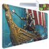 Yuxcfhjfe for MTG/TCG Playmat with Zones, 24 x 14 inches Trading Card Playmat with A Storage Bag and 6 Dice, Non-Lip Rubber Bottom Game Desk Mat, Warrior Adventure view 1