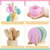 GAGAKU Kids Wooden Play Dishes Set -27Pcs Montessori Play Kitchen Accessories Plates and Bowls Set, Storage Stand & Play Food, Pretend Cooking Toys for Ages 3-5, Educational Gift for Toddler view 3