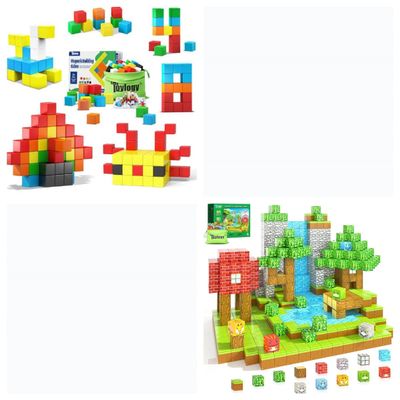 148PCS Magnetic Blocks - Build Mine Magnet World Forest Dinosaur Magnetic Cube Preschool Magnet Toys for 3 4 5 6 Year Old Boys and Girls Christmas Birthday Gifts