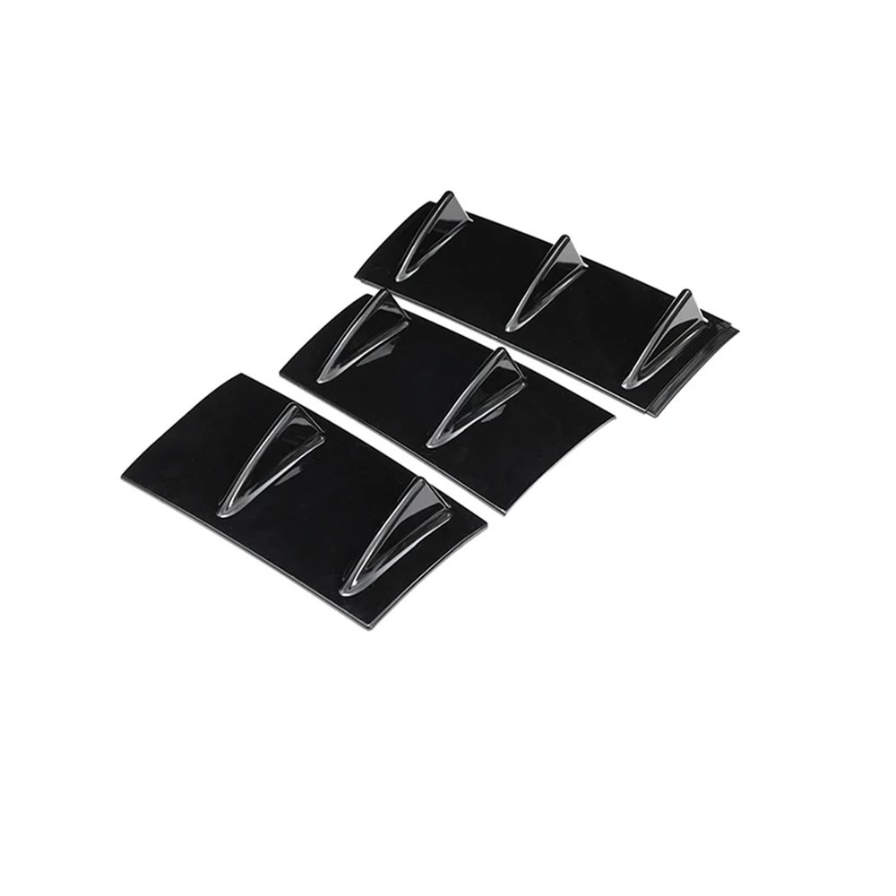 3pcs Universal Rear Bumper Spoiler Diffuser Gloss Black 7 Wing Shark Fin Style Lower Body Lip Car Modification(Glossy Black)