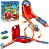 Race Track Toy Car Set with 2 Race Cars,2 in 1 Car Tracks Style with Storage Box,Changeable Tracks Toys Birthday Gifts for Kids 3 4 5 6 7 8+Year Old Boys Girls (Red) view 1