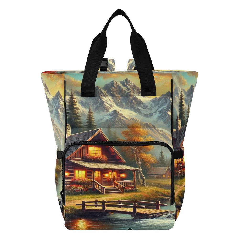 Emelivor Mountain House Diaper Bag Backpack Large Capacity Multifunction Baby Bag Backpack for Boy Girl Travel Mom Women Men