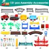 2 in 1 DIY Tracks Electric Train Set Toy for Kids Ages 4-8, Train Tracks Set & Car Tracks, Lights up Bridge and Sound Train, Road Sign Accessories Playset Toys for Boys Birthday Gifts 3 4 5 6 7 8+ view 3