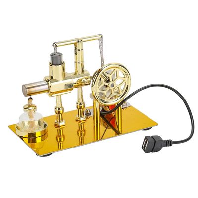 Domiuie Stirling Engine Motor Model for Adults, Balance Single-Cylinder Hot Air Stirling Engine Model with USB Light, DIY Physics Experiment Instrument