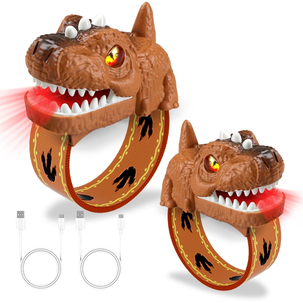 Dinosaur Walkie Talkies for Kids Rechargeable, Wrist Two Way Radios with Flashlight, Long Range Outdoor Adventure Toys,Brown Dino Watch Walkie Talkie Birthday Gifts for Boys Girls Ages 4-12