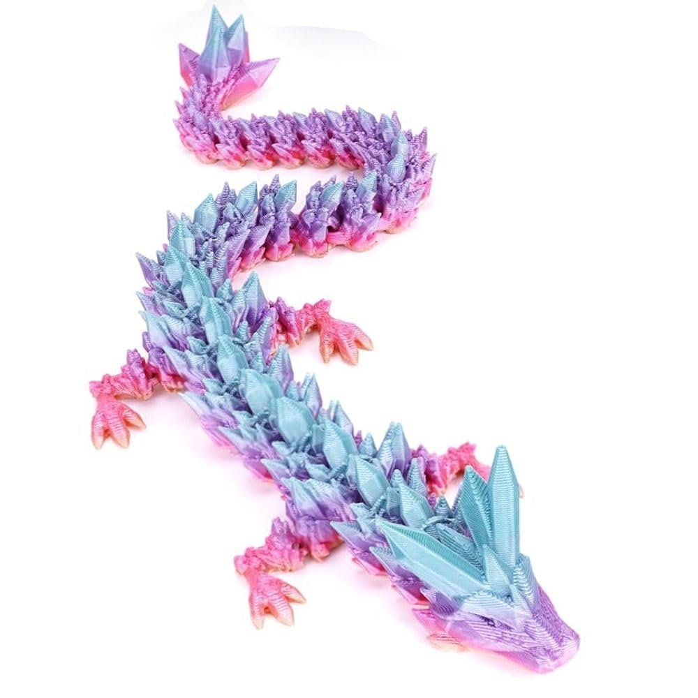 27" 3D Printed Dragon Toy, Articulated Crystal Dragon Model for Kids & Collectors, Desktop Decoration, Unique Gift for Dragon Lovers, 3D Printed Toys for Adults & Children (C 27 Inch)