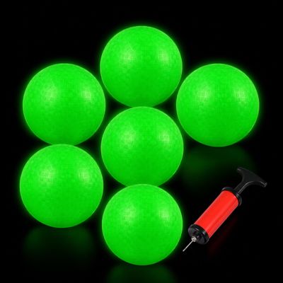 Hiboom 6 Pcs Glow in the Dark Footbags Dodgeballs 6 Inch with Pump
