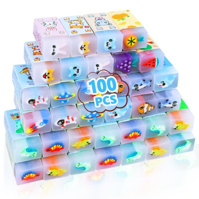 100 Pcs Pencil Erasers Bulk, Back to School Supplies for Kids, Office & School Eraser, Cute Erasers for Pencils, Classroom Prize, Gifts Party Favors Bulk