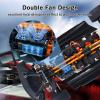 30mm RC Motor Cooling Fan and Motor Dual Fans with Heatsink Compatible with RC 1/8 1/10 Scale Car 3650 3660 3670 Motor (Blue) view 2