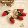 Wooden Baby Rattle Toys Stuffed Crochet Rattle with Teether Ring for Newborn Babies Fruit Wooden Teether Toy Infant Toddler Handcrafted Crochet Rattles Cute Shower Gifts for Boy and Girls view 3