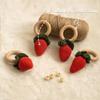 Wooden Baby Rattle Toys Stuffed Crochet Rattle with Teether Ring for Newborn Babies Fruit Wooden Teether Toy Infant Toddler Handcrafted Crochet Rattles Cute Shower Gifts for Boy and Girls view 4