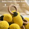 Wooden Baby Rattle Toys Stuffed Crochet Rattle with Teether Ring for Newborn Babies Fruit Wooden Teether Toy Infant Toddler Handcrafted Crochet Rattles Cute Shower Gifts for Boy and Girls view 3
