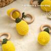 Wooden Baby Rattle Toys Stuffed Crochet Rattle with Teether Ring for Newborn Babies Fruit Wooden Teether Toy Infant Toddler Handcrafted Crochet Rattles Cute Shower Gifts for Boy and Girls view 4