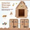 GLACER Montessori Busy House, Wooden Learning Toys w/Clock & Interior Storage Space,Early Education Busy Board for Sensory Game & Fine Motors Skills, Gift for Baby, Boys & Girls view 3