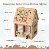 GLACER Montessori Busy House, Wooden Learning Toys w/Clock & Interior Storage Space,Early Education Busy Board for Sensory Game & Fine Motors Skills, Gift for Baby, Boys & Girls view 4