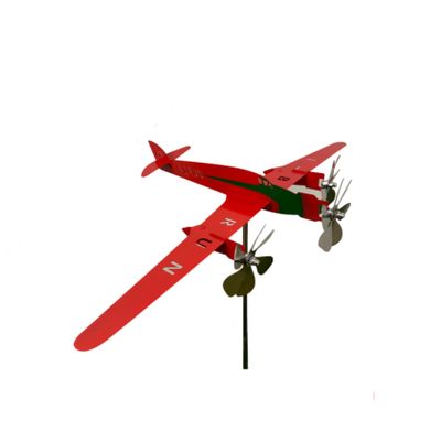 3D Airplane Outdoor Wind Spinner, Metal Aircraft Shape Weather Vane, Garden Sheds Wind Vane, Windmill Ornament for Yard Decor (Red)