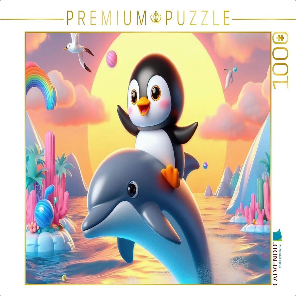 CALVENDO Puzzle A Dolphin as a Means of Transportation for a Little Penguin | 1000 Pieces Size 25" x 19"