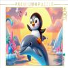 CALVENDO Puzzle A Dolphin as a Means of Transportation for a Little Penguin | 1000 Pieces Size 25" x 19" view 1