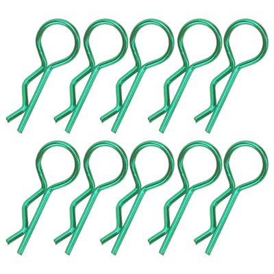 10PCS RC Body Clips for 1/5 1/6 1/8 1/10 RC Car, R Shape Metal Body Clips Pins RC Car Shell Clip for Remote Control Car Shell (Green)