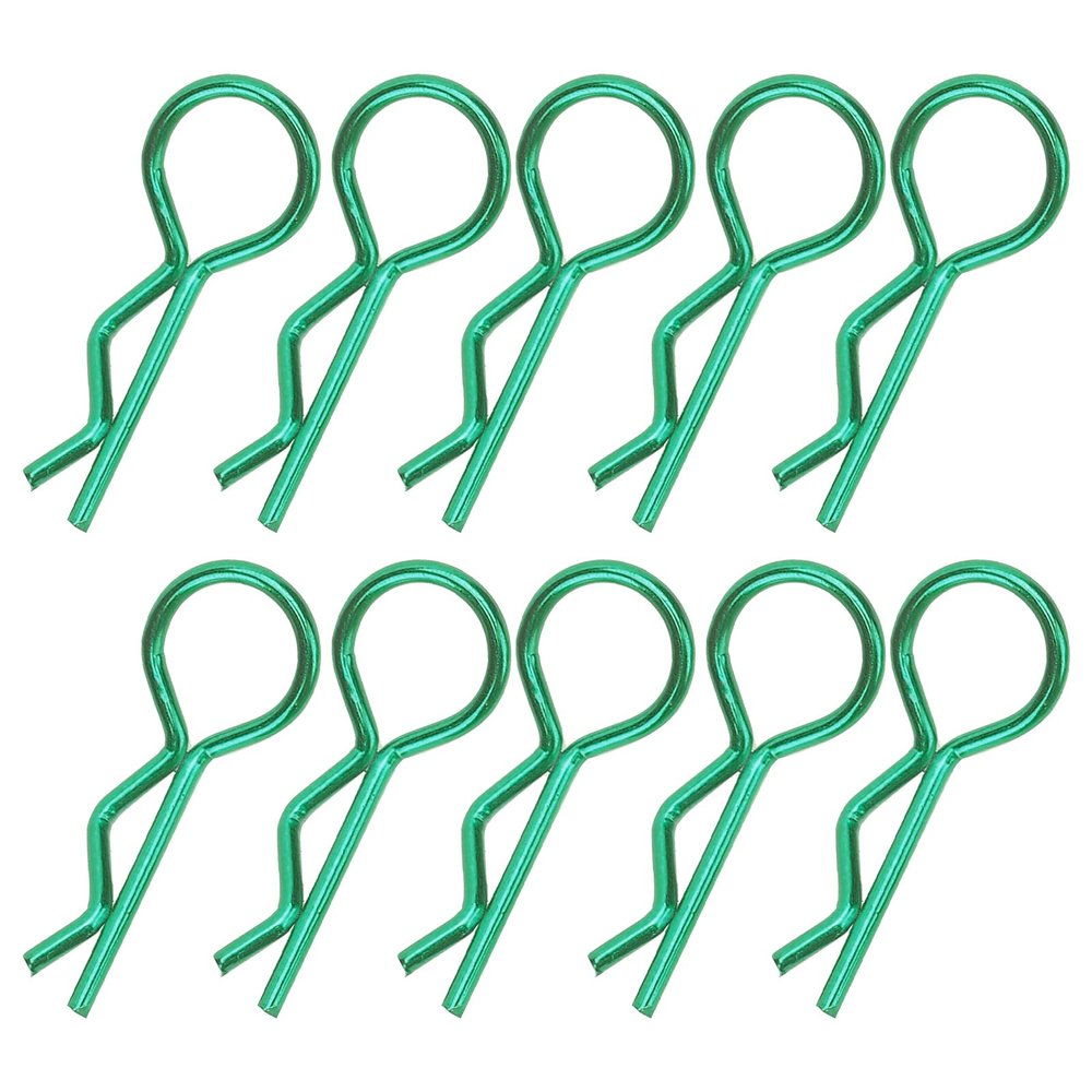 10PCS RC Body Clips for 1/5 1/6 1/8 1/10 RC Car, R Shape Metal Body Clips Pins RC Car Shell Clip for Remote Control Car Shell (Green)