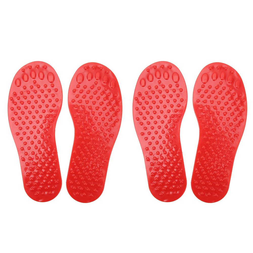 2 Pair Foot Shaped Floor Markers, Non Slip PVC Feet Carpet Markers with Fun Exercise and Educational, Versatile for Sports, Games, Classroom Activities, Ideal for Cognitive (Red)