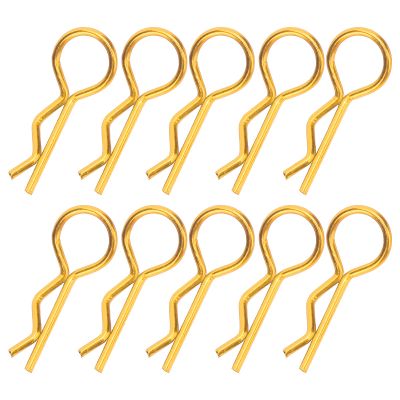 10PCS RC Body Clips for 1/5 1/6 1/8 1/10 RC Car, R Shape Metal Body Clips Pins RC Car Shell Clip for Remote Control Car Shell (Yellow)