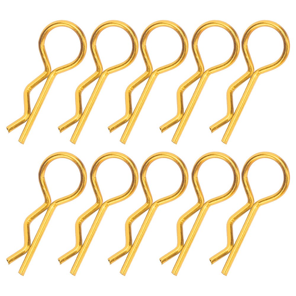 10PCS RC Body Clips for 1/5 1/6 1/8 1/10 RC Car, R Shape Metal Body Clips Pins RC Car Shell Clip for Remote Control Car Shell (Yellow)