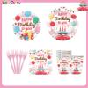 100 Pcs Birthday Party Plates Napkins Forks Supplies Happy Birthday Tableware Set Disposable Paper Plates Napkins Forks for Kids Birthday Baby Shower, Serves 20 view 3