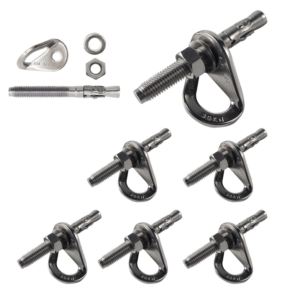 304 Stainless Steel Climbing Bolt Kit, Heavy-Duty Climbing Hanger 1/2"-for Outdoor Climbing Walls, Bouldering Gyms, and DIY Home Training Setups (6 Sets)