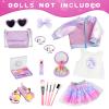 American 18 Inch Doll Makeup Accessories and Clothes Set Includes 18 Inch Doll Clothes and Shoes Bag Makeup Brush Set Foldable Haircomb Eyeshadow Lipstick Bow Hair Clip Sunglasses Hair RopeNo Dolls view 2