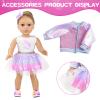 American 18 Inch Doll Makeup Accessories and Clothes Set Includes 18 Inch Doll Clothes and Shoes Bag Makeup Brush Set Foldable Haircomb Eyeshadow Lipstick Bow Hair Clip Sunglasses Hair RopeNo Dolls view 4